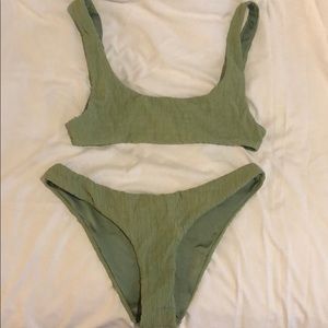 Triangl Moss/Army Green Ribbed Tiny Bikini
